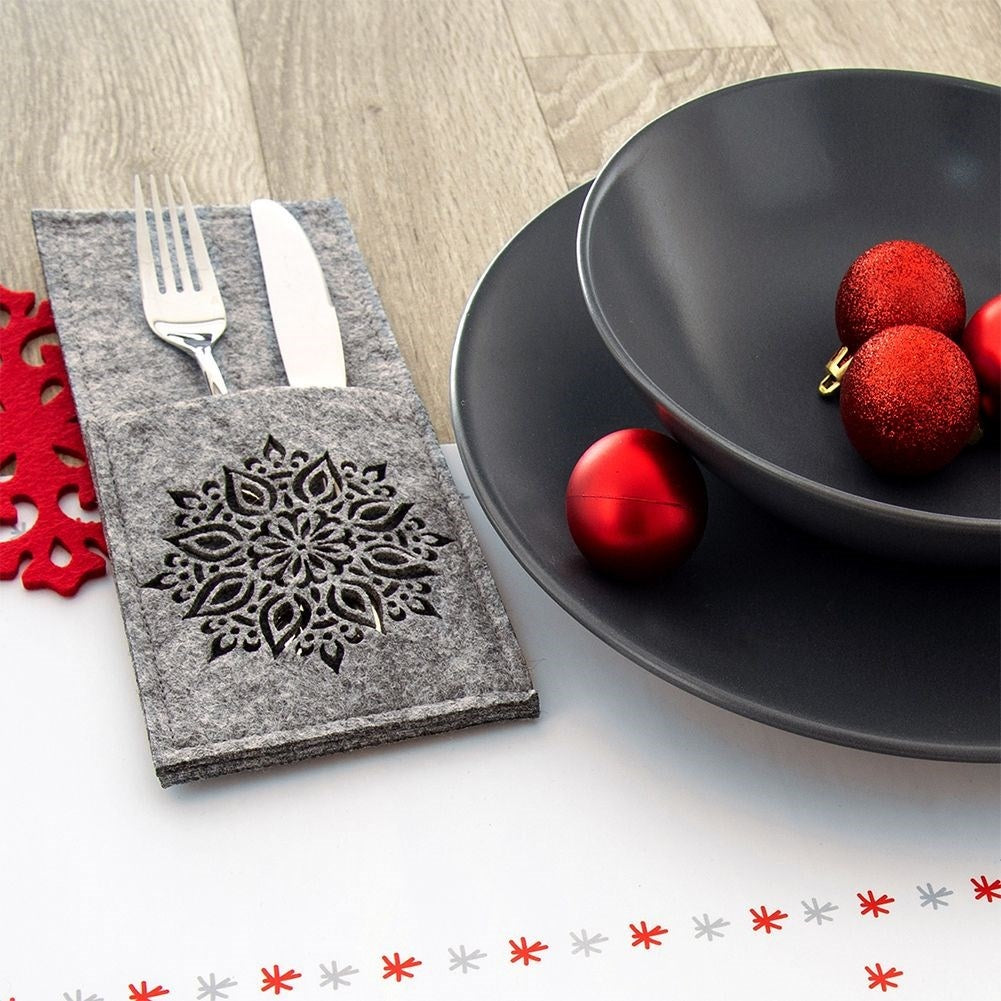 Gray Felt Cutlery Cover: Elegant table decor for parties