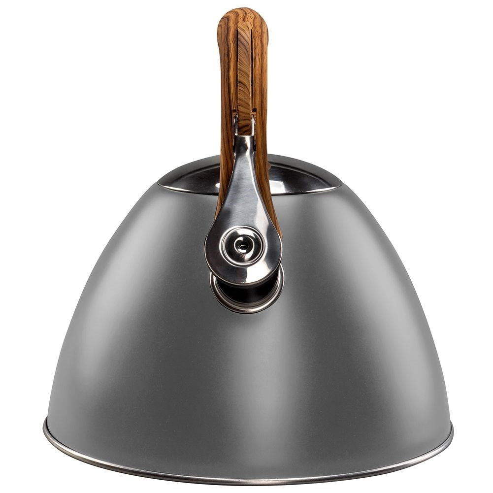Gray Kettle with Automatic Whistle and Wood Imitation