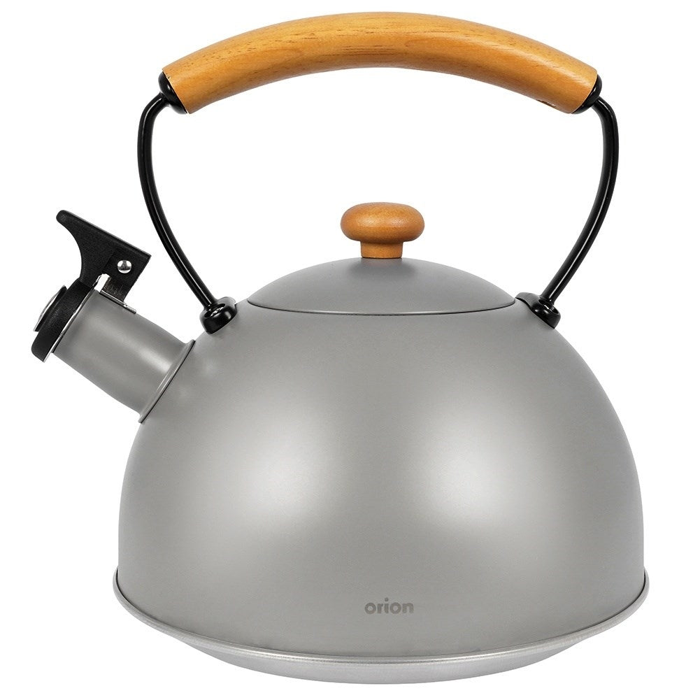 Gray Kettle with Tilting Whistle in Stainless Steel