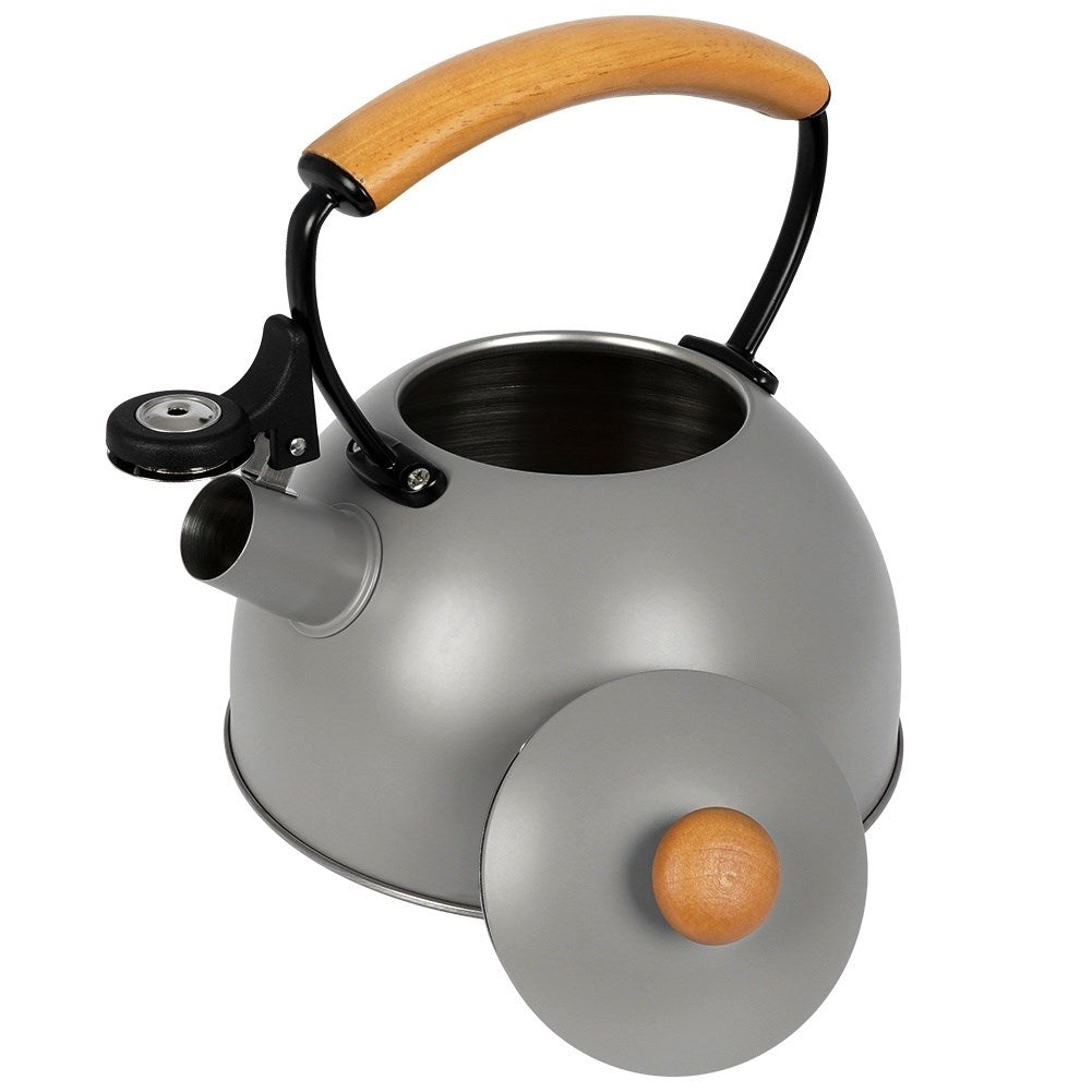 Gray Kettle with Tilting Whistle in Stainless Steel