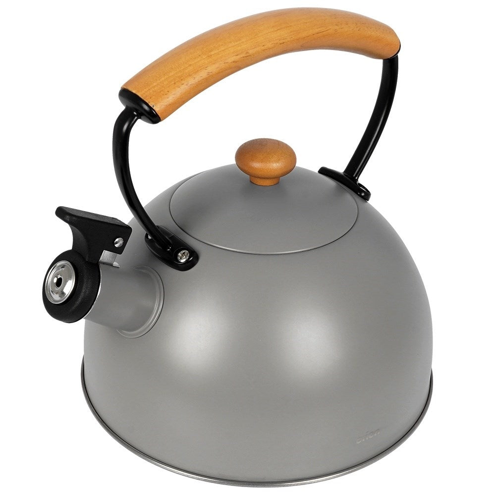 Gray Kettle with Tilting Whistle in Stainless Steel