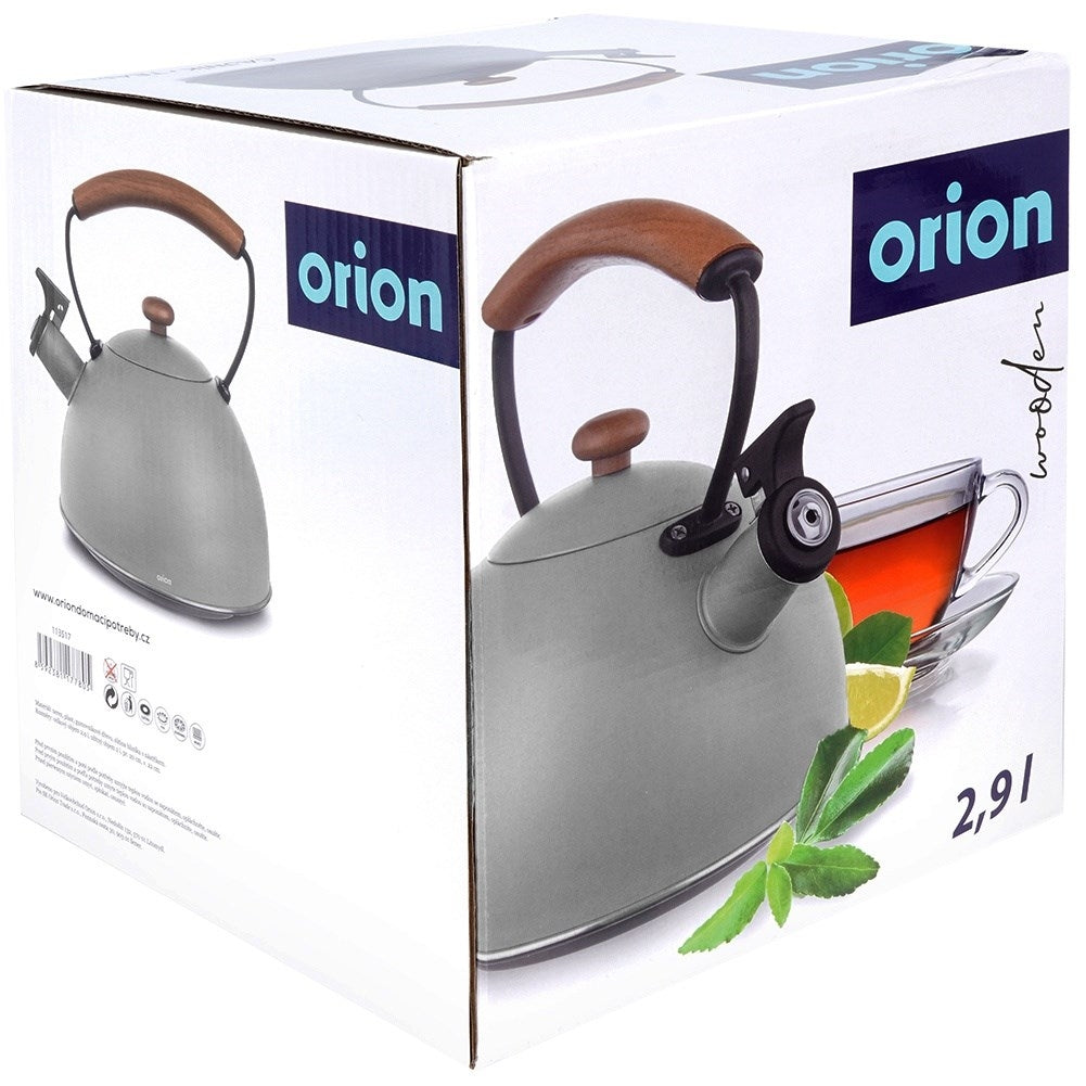 Gray Kettle with Tilting Whistle in Stainless Steel