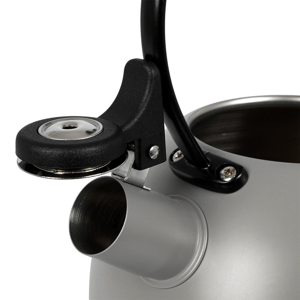 Gray Kettle with Tilting Whistle in Stainless Steel