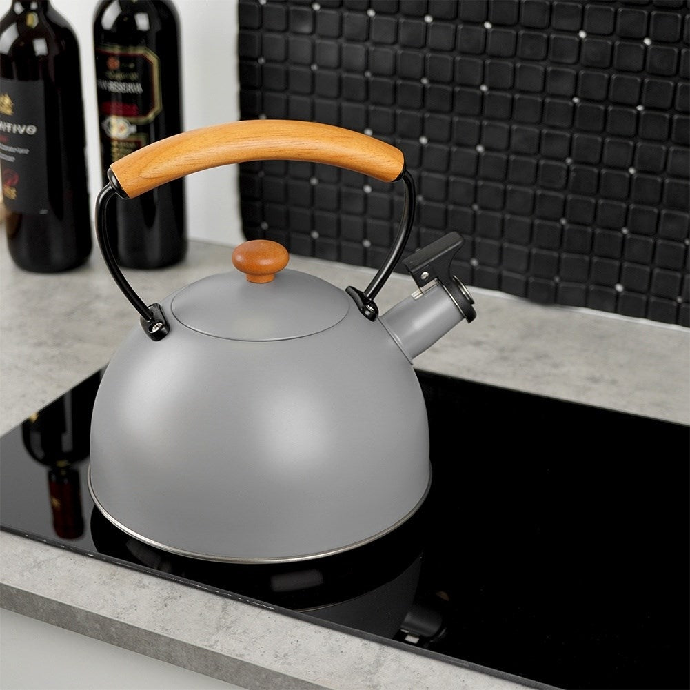 Gray Kettle with Tilting Whistle in Stainless Steel