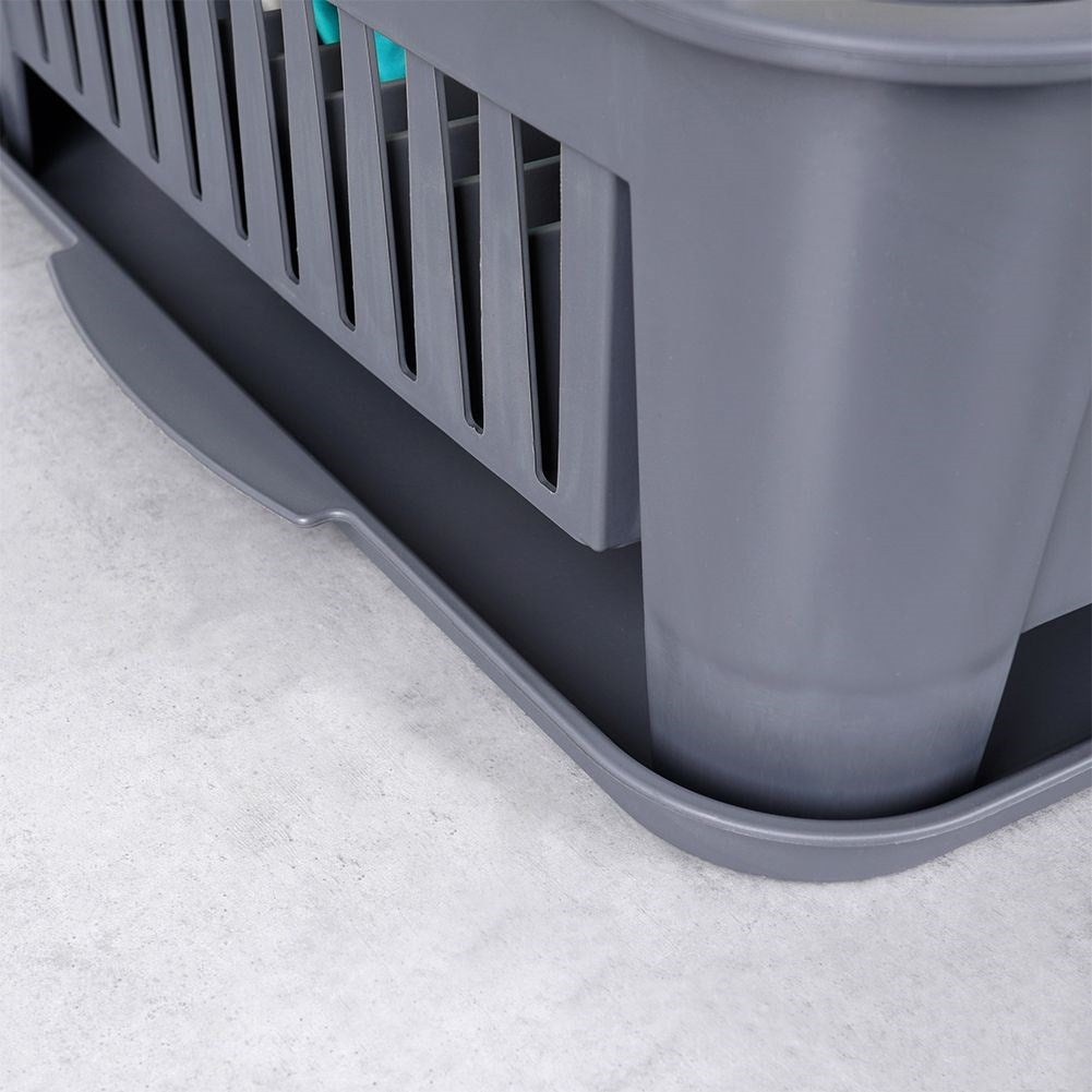 Gray Multifunctional Dish Rack with Removable Tray