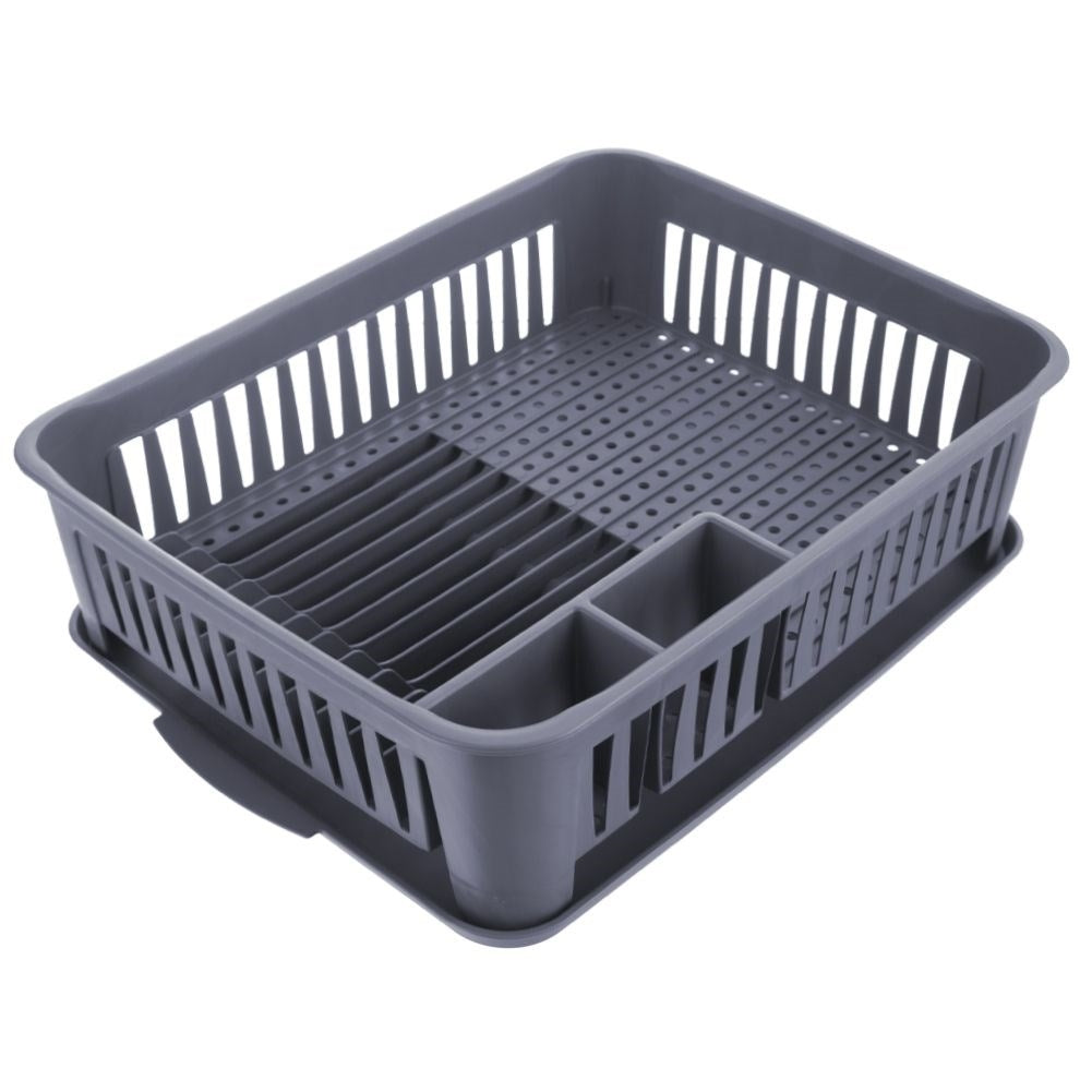 Gray Multifunctional Dish Rack with Removable Tray