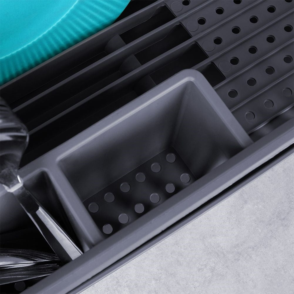 Gray Multifunctional Dish Rack with Removable Tray