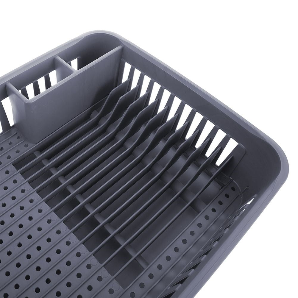 Gray Multifunctional Dish Rack with Removable Tray