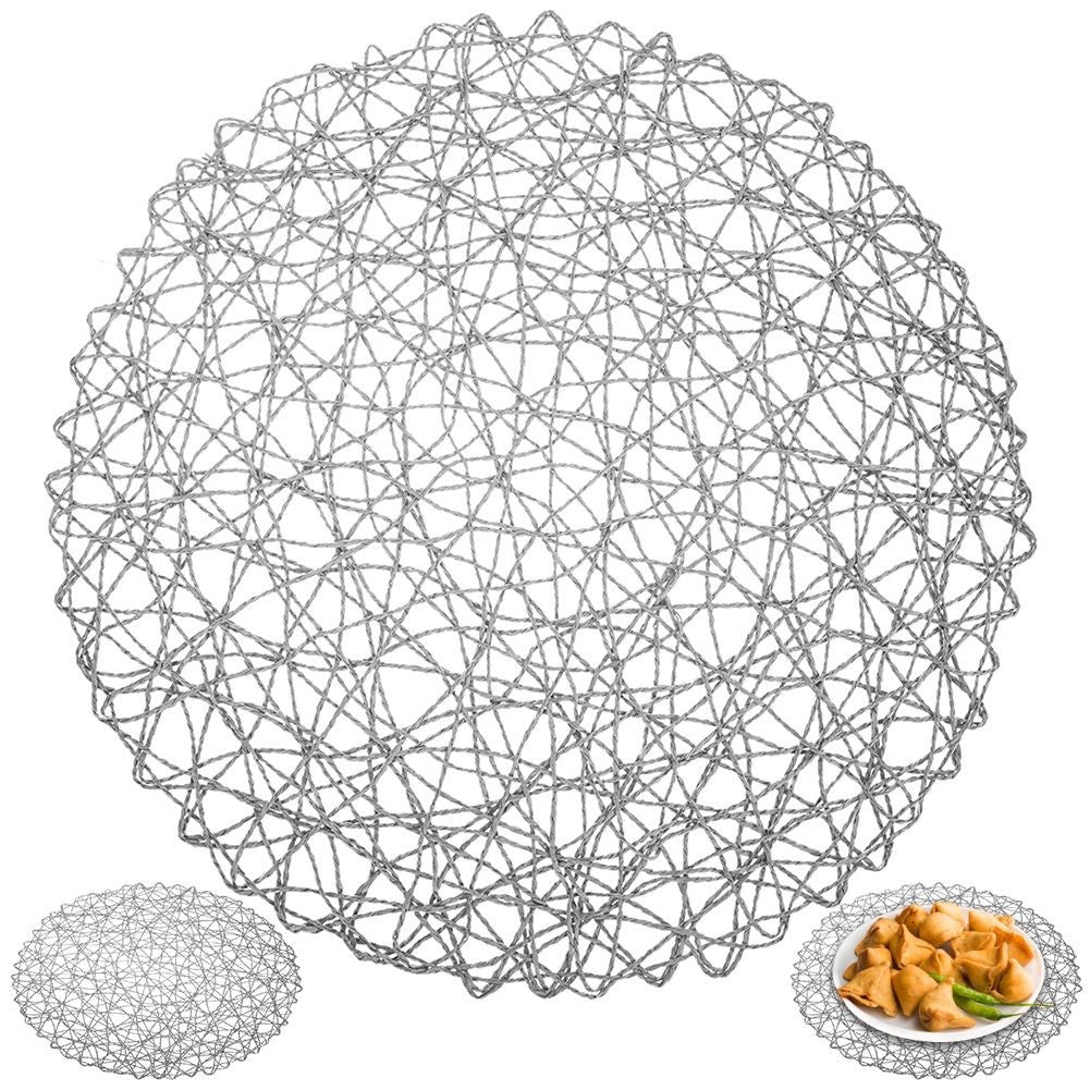 Gray Round Placemat in Paper, 35 cm Diameter