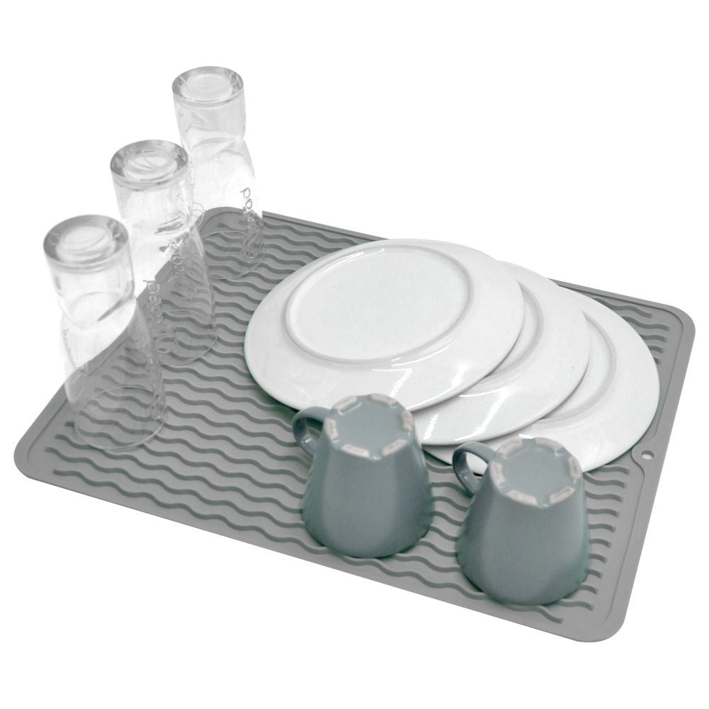 Gray Rubber Dish Mat for Effective Drying of Dishes