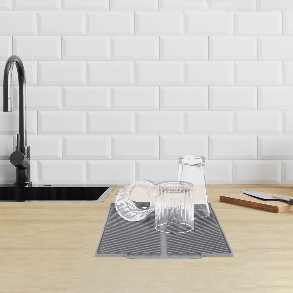 Gray Silicone Dish Mat: Practical and Easy to Clean