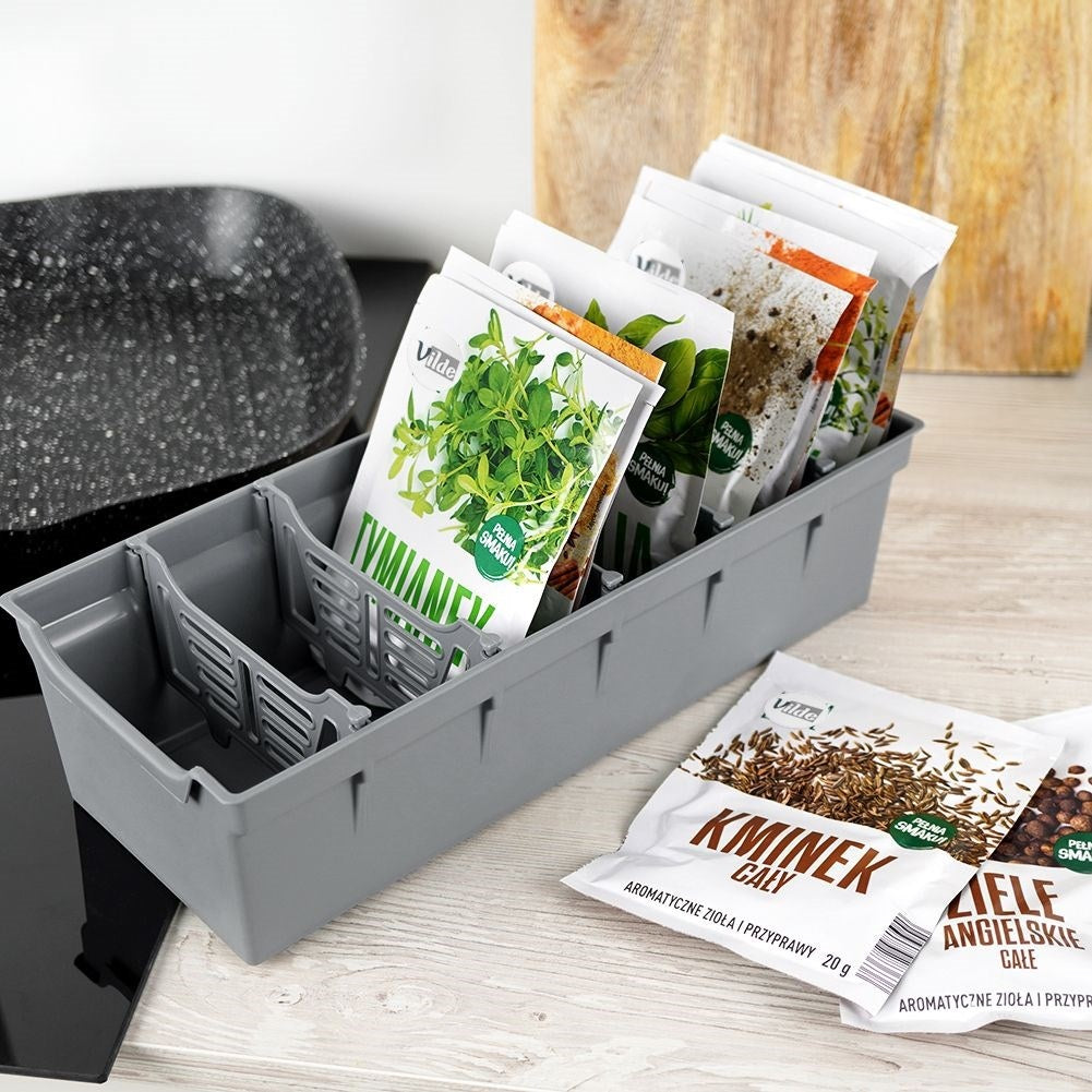 Gray Spice Box with 5 Removable Compartments for Organization