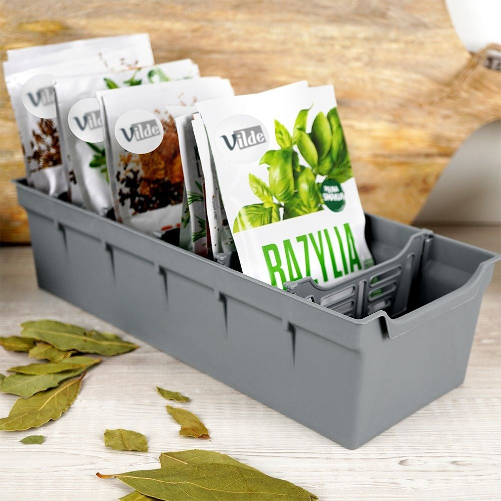 Gray Spice Box with 5 Removable Compartments for Organization