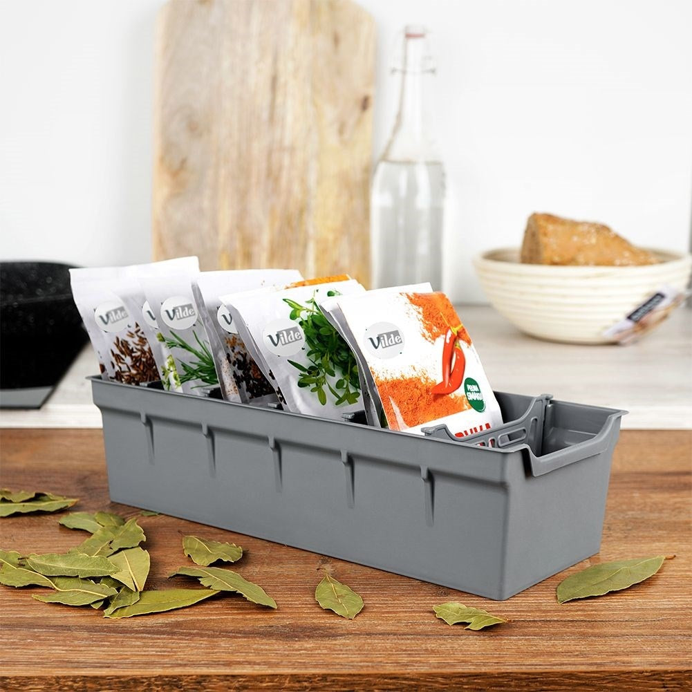 Gray Spice Box with 5 Removable Compartments for Organization