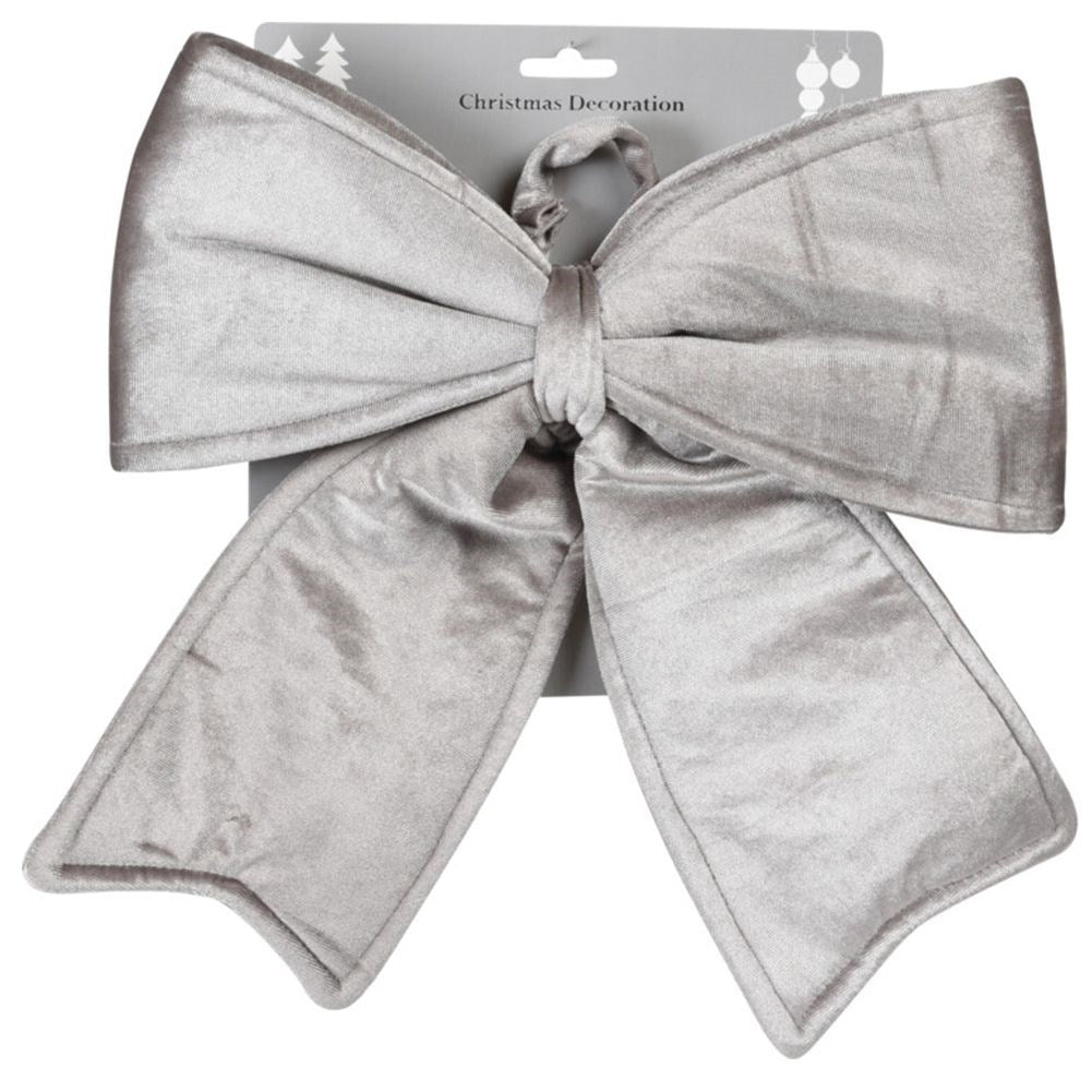 Gray Velvet Bow: Elegant Decoration for Christmas and Wreaths