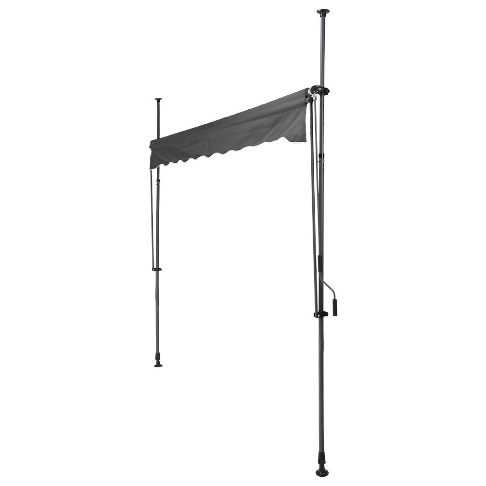 Gray awning: Protection against sun and rain, adjustable height