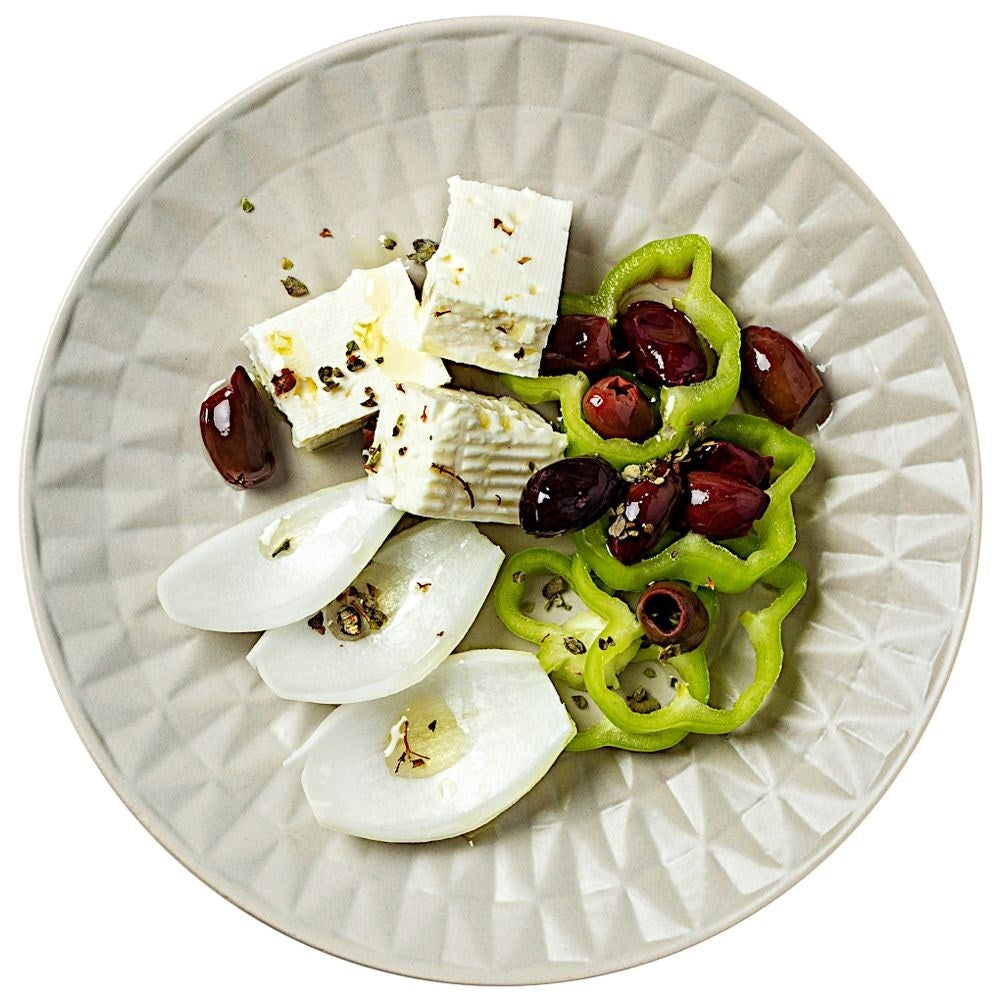 Gray ceramic dessert plate with impressive embossing