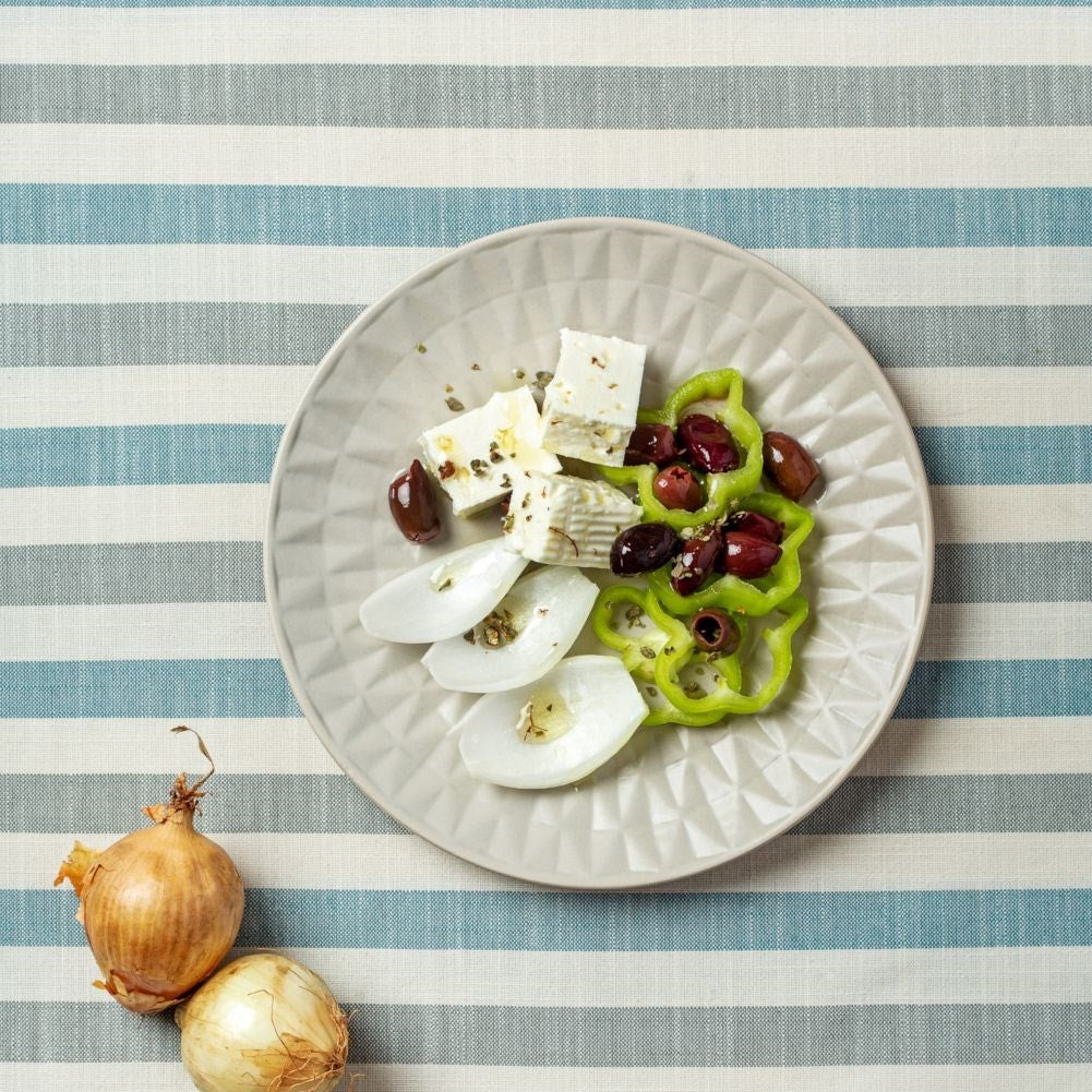 Gray ceramic dessert plate with impressive embossing