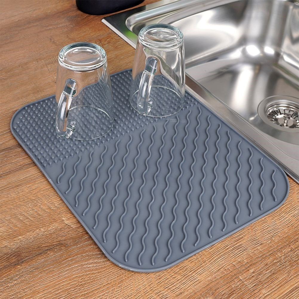 Gray dish mat - drying rack for dishes, easy to clean