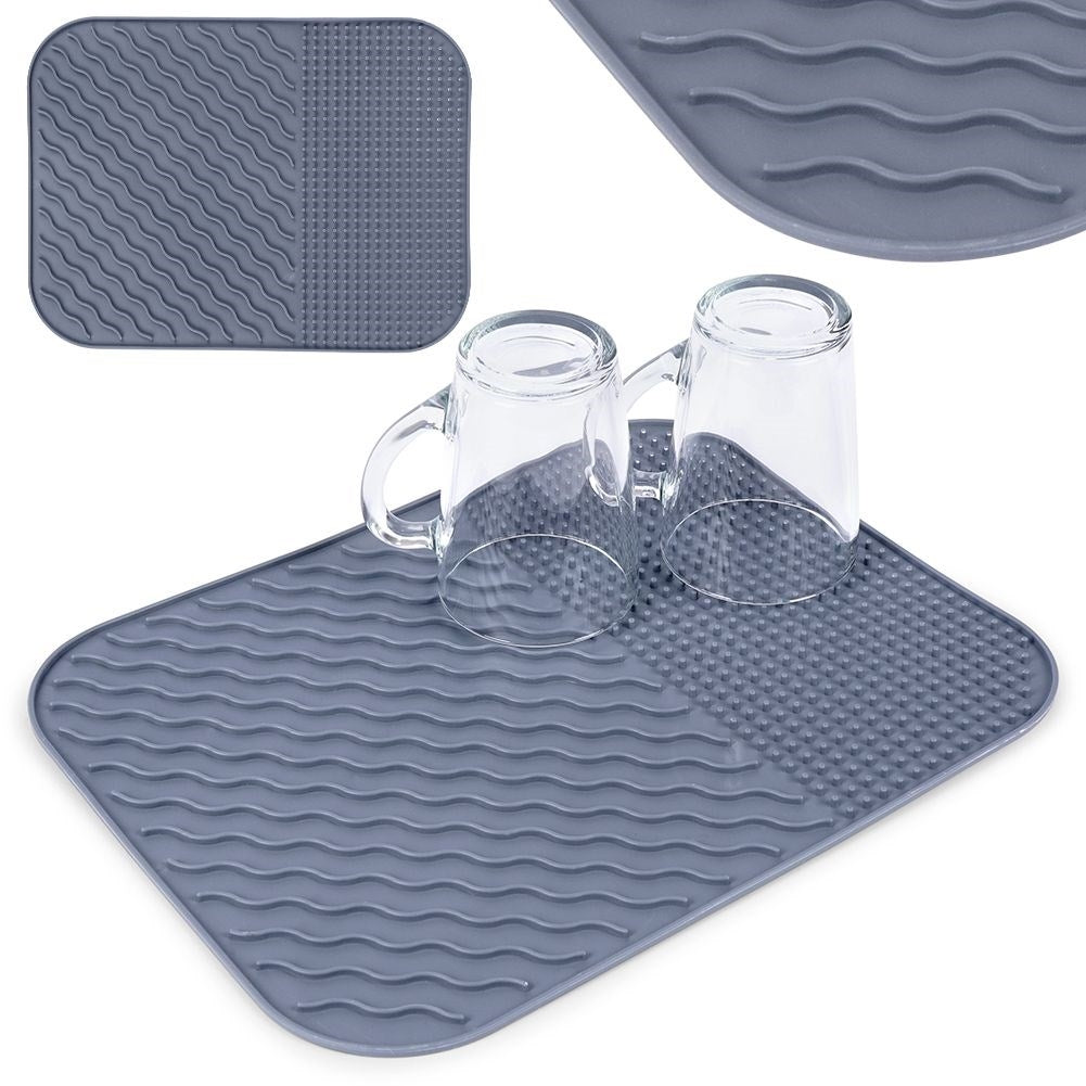Gray dish mat - drying rack for dishes, easy to clean