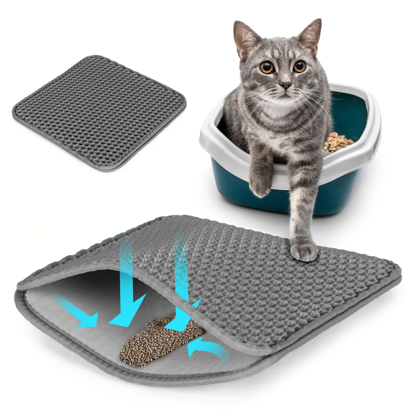 Gray double-layer cat litter mat