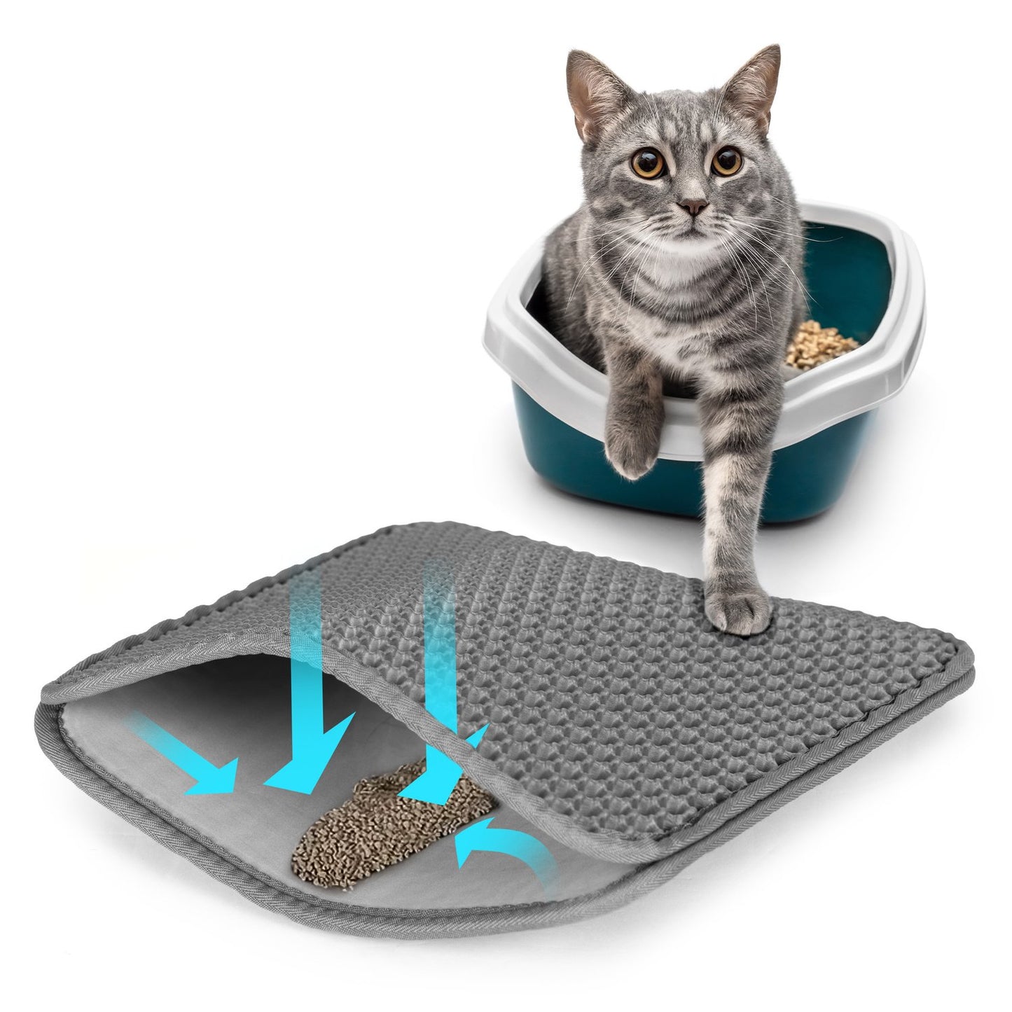 Gray double-layer cat litter mat
