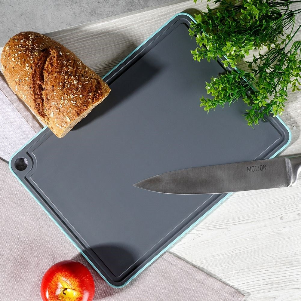 Gray plastic cutting board for the kitchen, odorless and liquid repellent