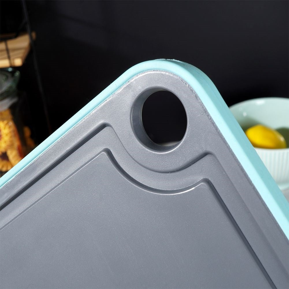 Gray plastic cutting board for the kitchen, odorless and liquid repellent