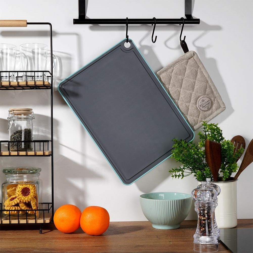 Gray plastic cutting board for the kitchen, odorless and liquid repellent