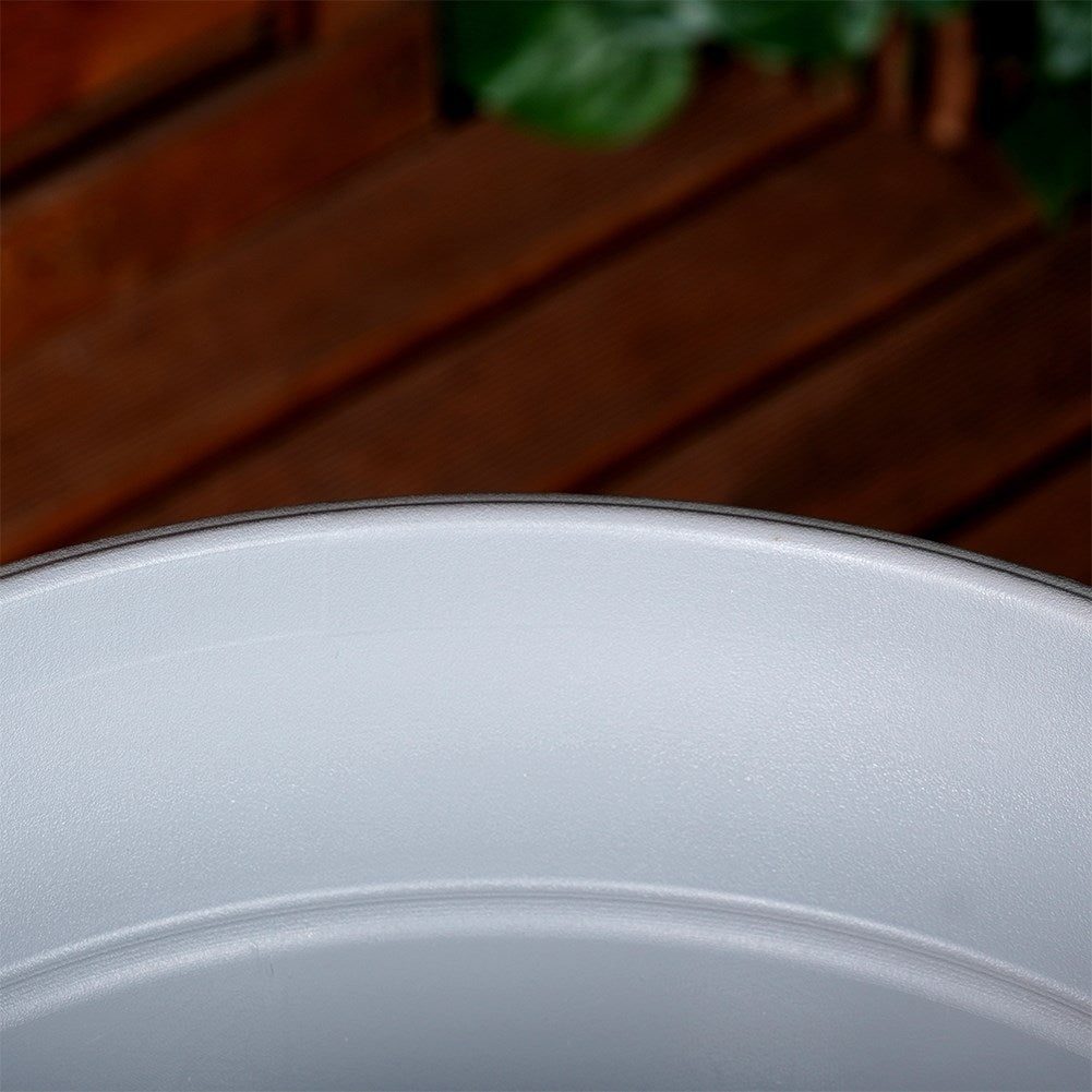 Gray plastic pot with stylish patterns, weatherproof for garden