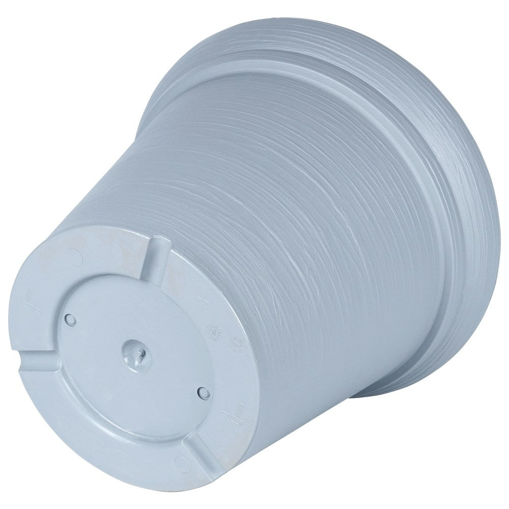 Gray plastic pot with stylish patterns, weatherproof for garden