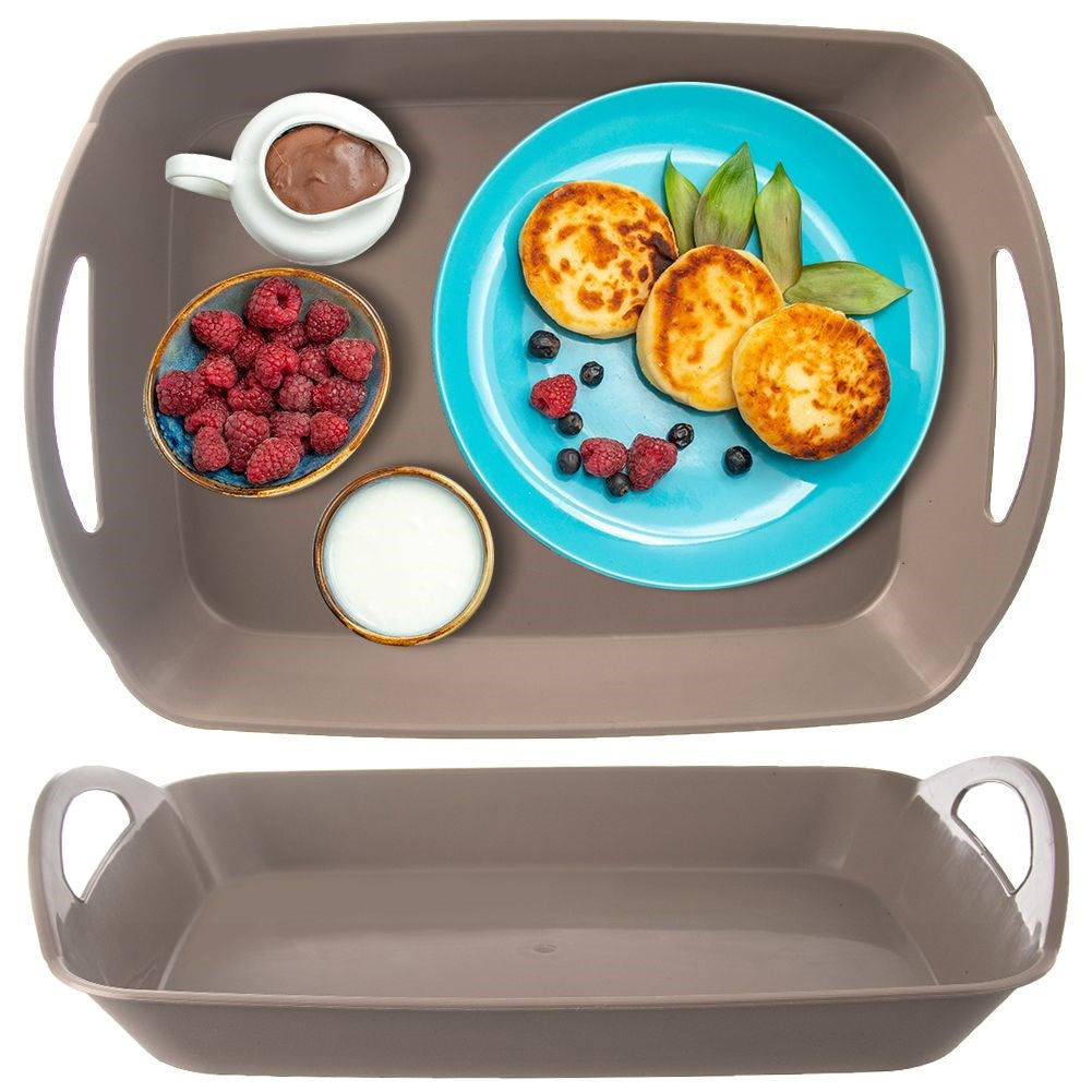 Gray serving tray with handles 43.5x31.5x9 cm