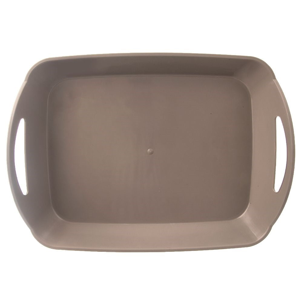 Gray serving tray with handles 43.5x31.5x9 cm
