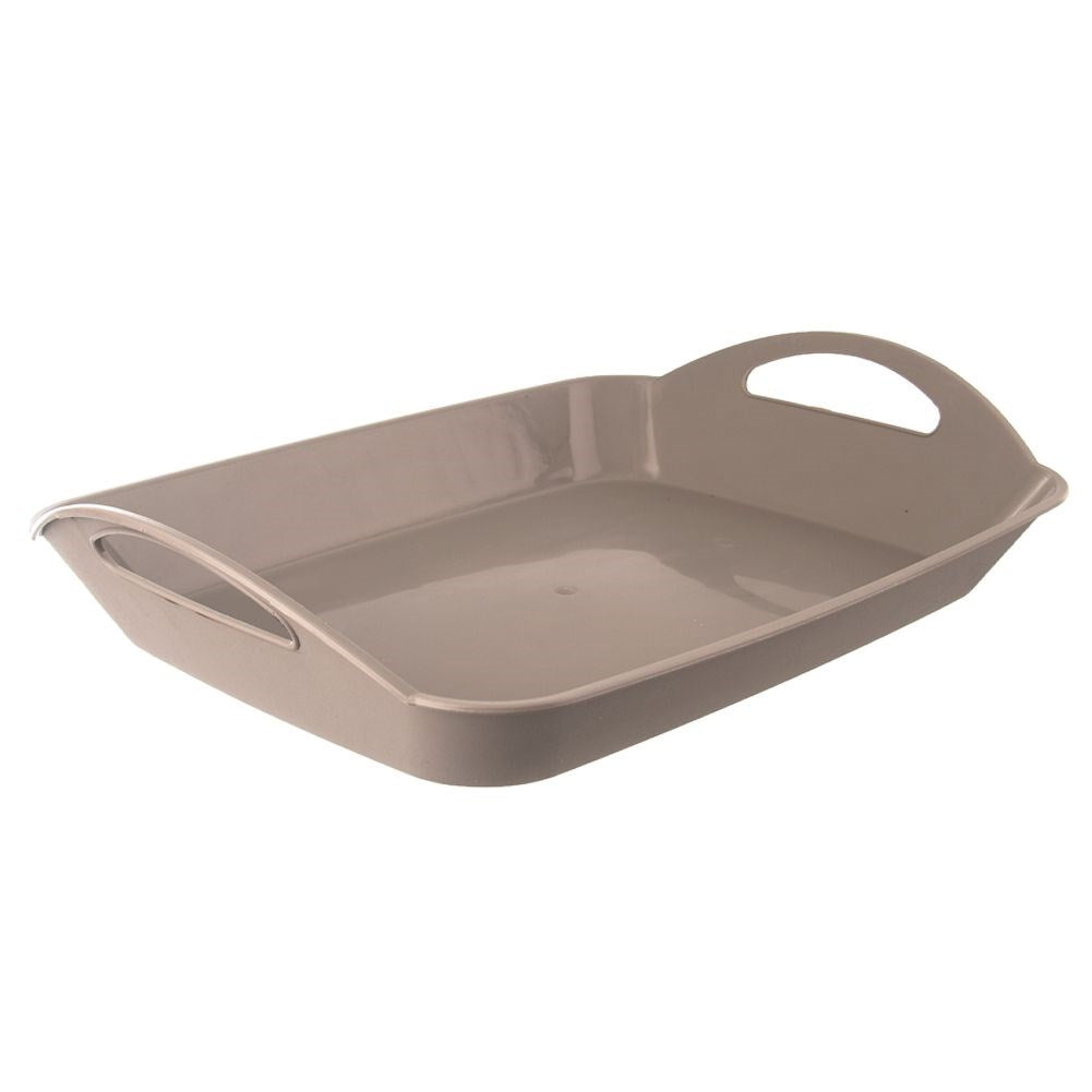 Gray serving tray with handles 43.5x31.5x9 cm