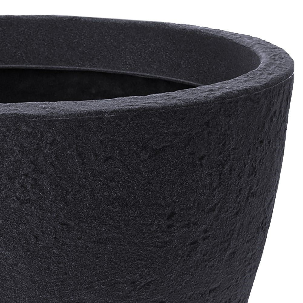 Gray weatherproof flower pot in stone imitation for garden