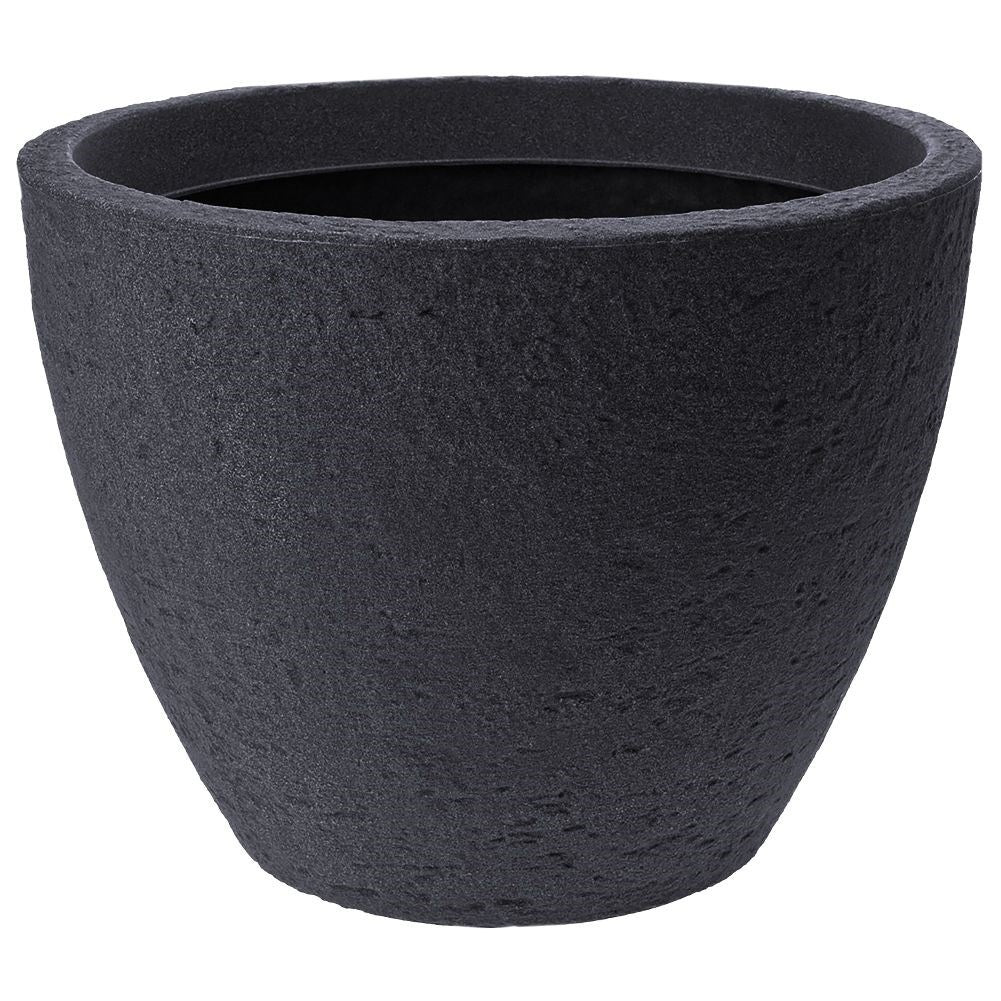 Gray weatherproof flower pot in stone imitation for garden