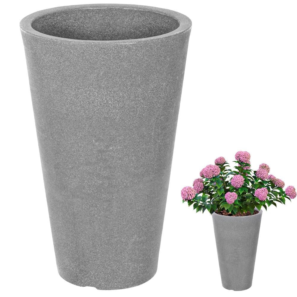 Gray weatherproof flower pot in stone imitation, height 55.5 cm