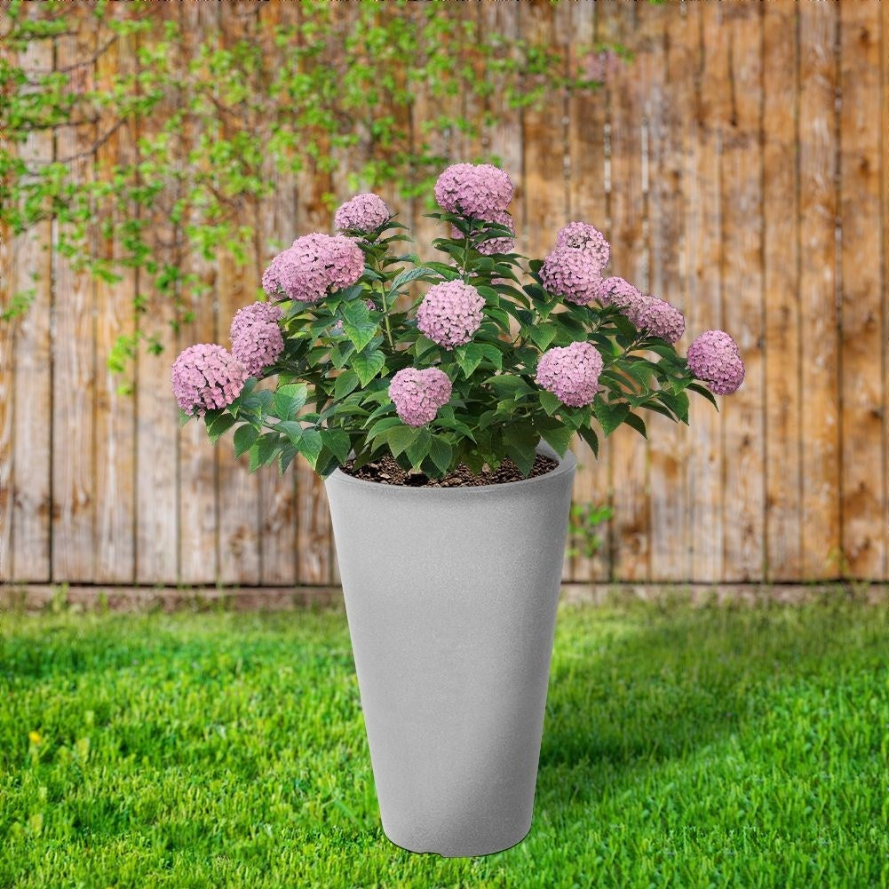 Gray weatherproof flower pot in stone imitation, height 55.5 cm