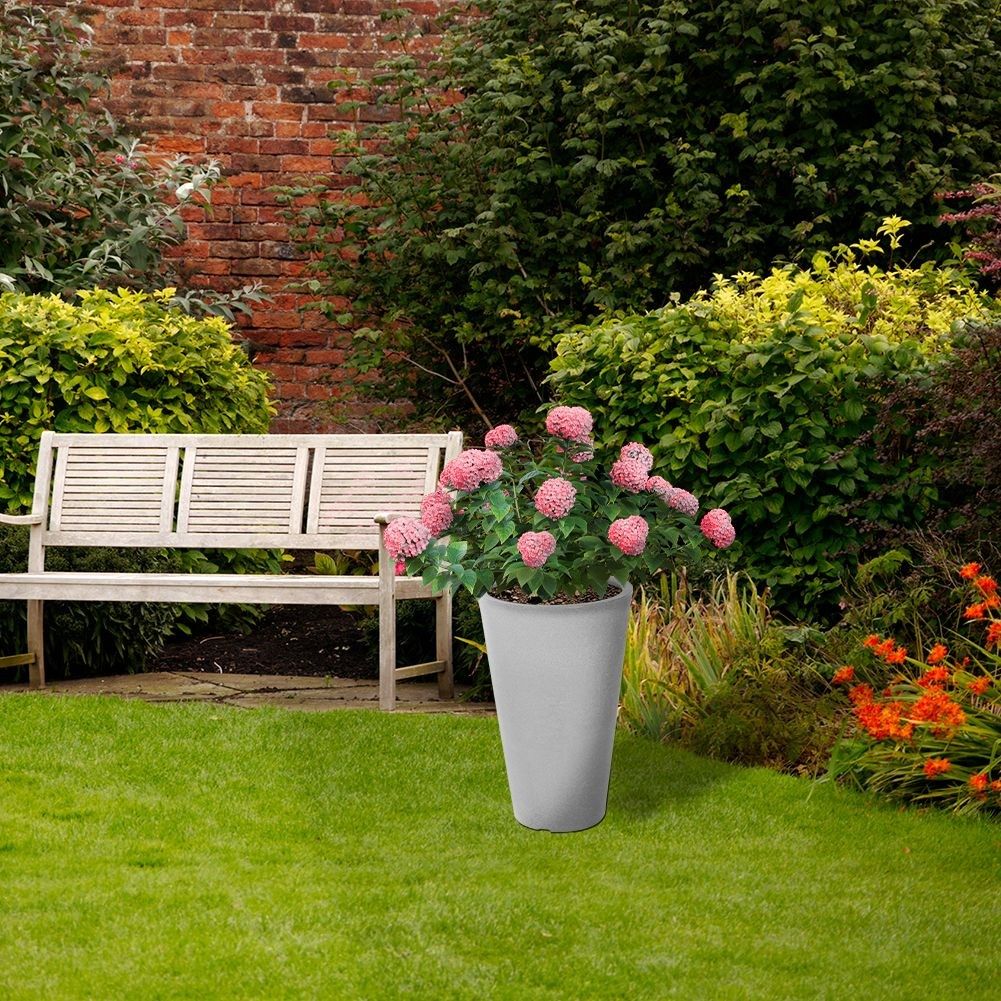 Gray weatherproof flower pot in stone imitation, height 55.5 cm