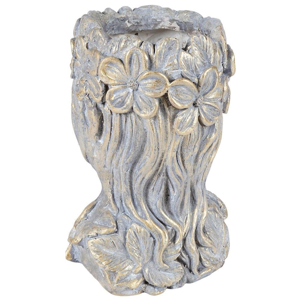 Greek Head Flower Pot in Gold Cement