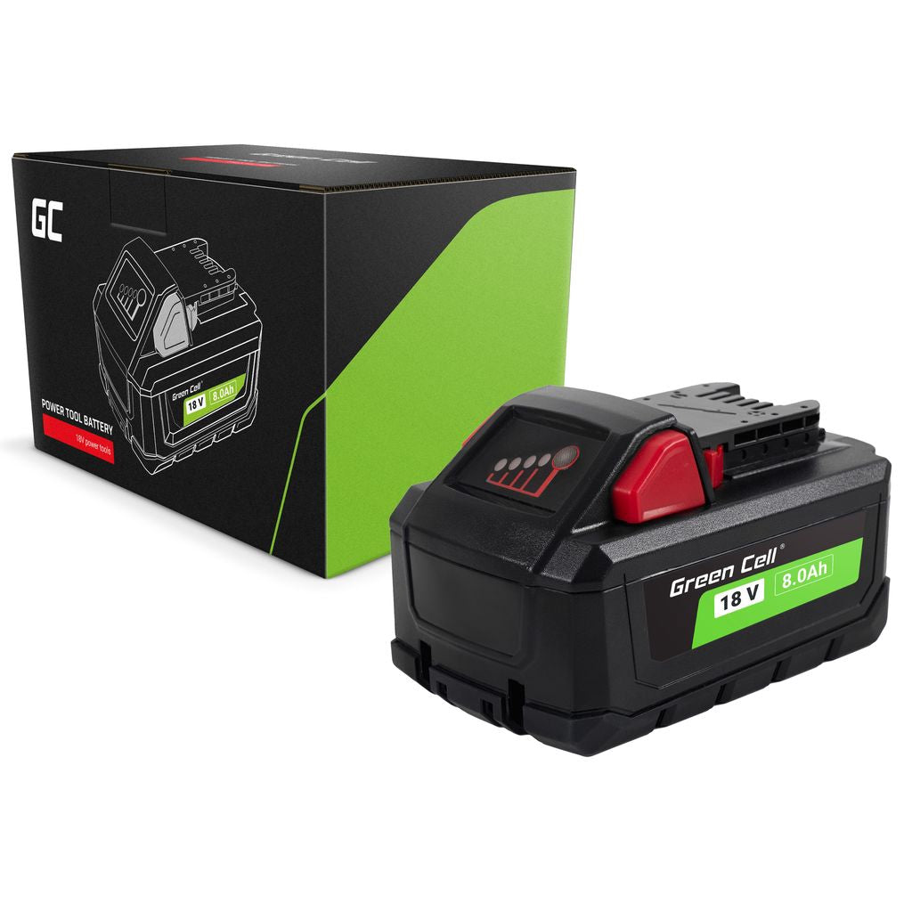 Green Cell 8Ah ersättningsbatteri för Milwaukee M18 18V Hb8 4932471070