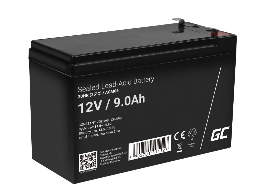 Green Cell AGM VRLA 12V 9Ah maintenance-free battery for UPS units