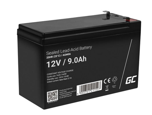 Green Cell AGM VRLA 12V 9Ah maintenance-free battery for UPS units