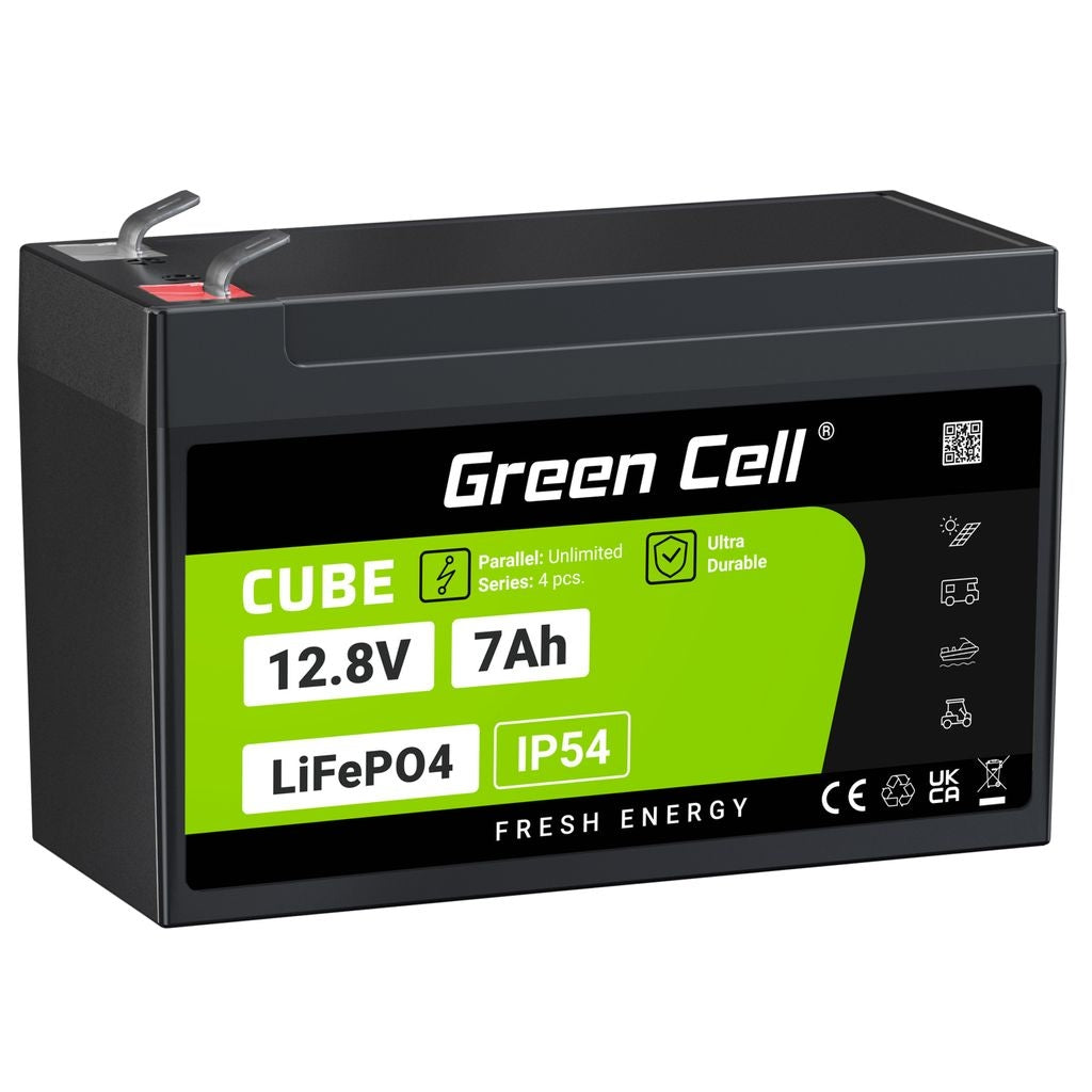 Green Cell Cube 7Ah 12.8V Lifepo4-batteri för UPS och övervakning