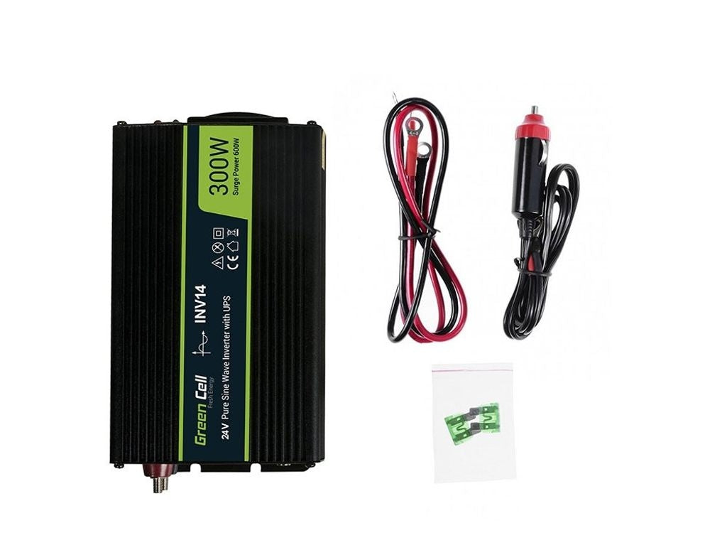 Green Cell Power Inverter 24V to 230V 300W/600W Pure Sine Wave