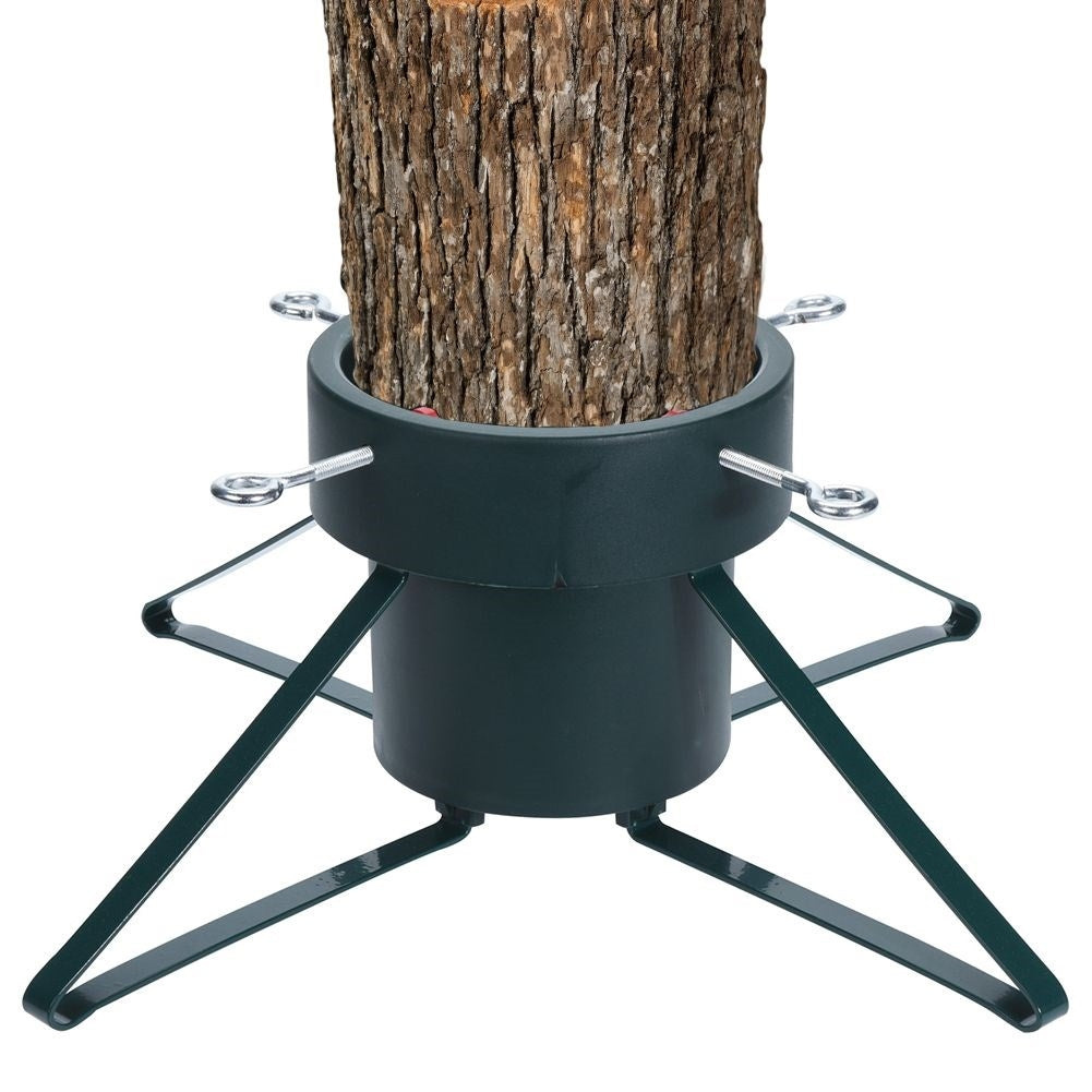 Green Christmas tree base in durable metal and plastic