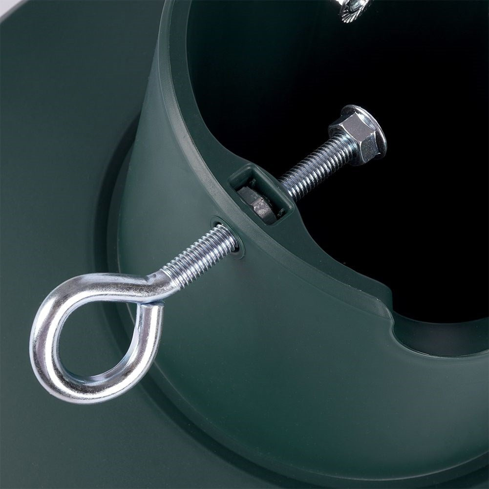 Green Christmas tree base with water container and adjustable screws