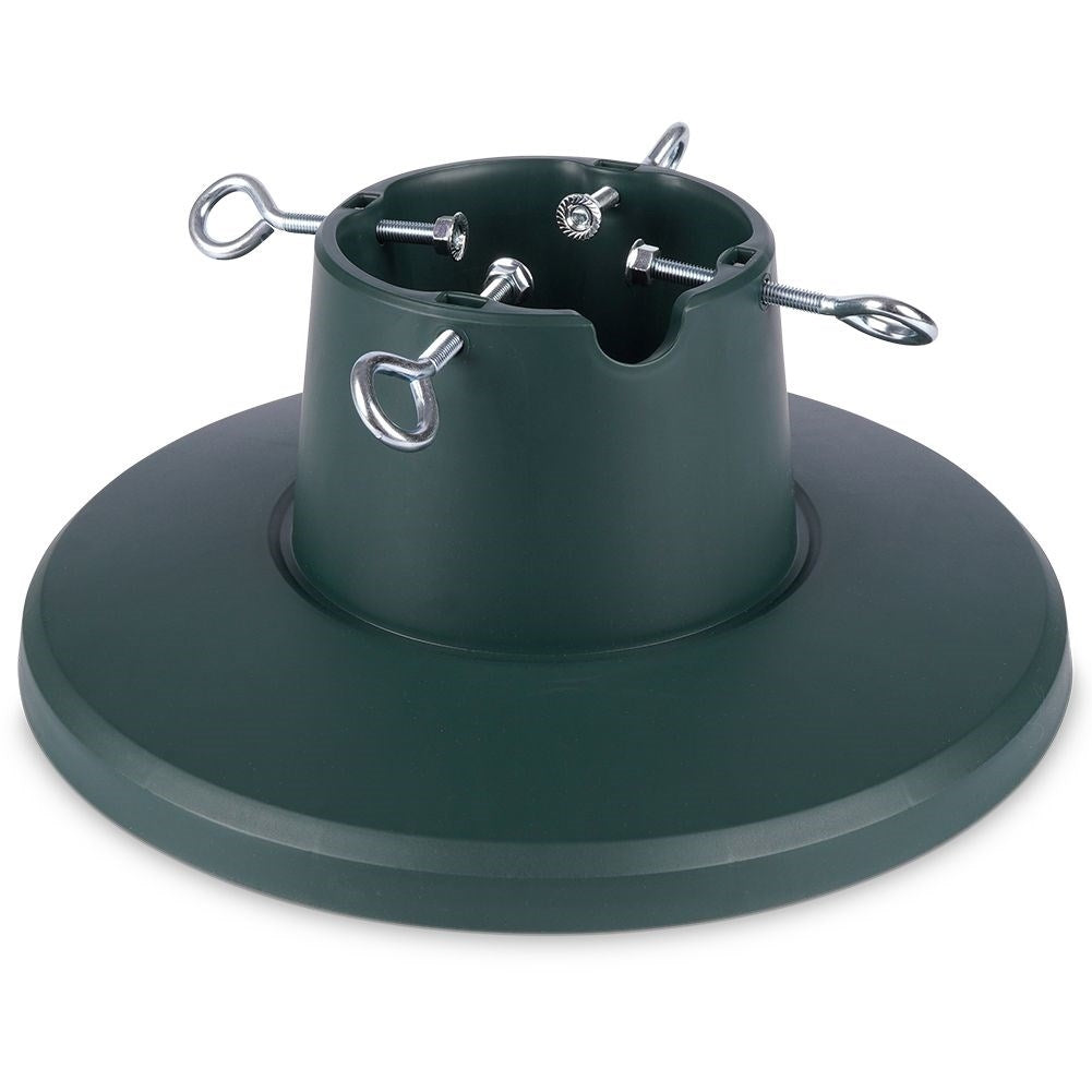 Green Christmas tree base with water container and adjustable screws