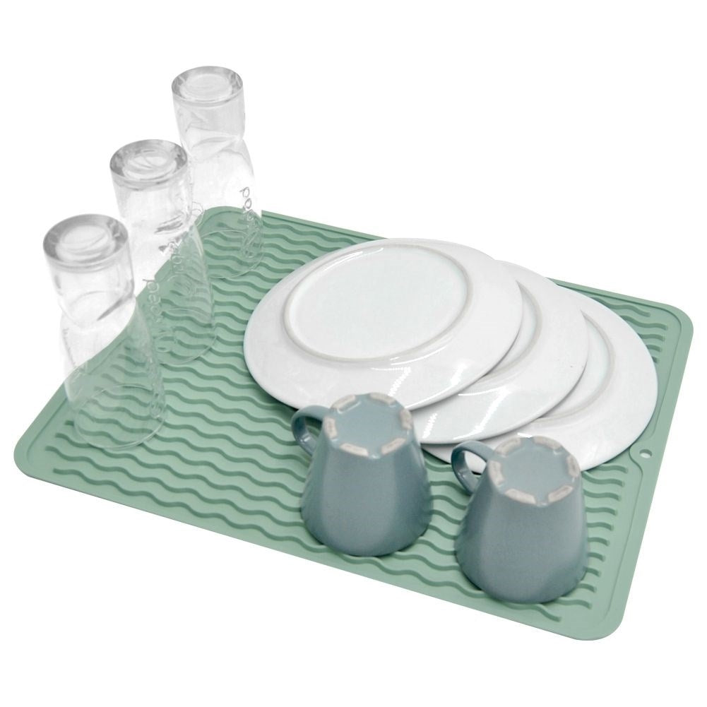 Green Dish Mat: Durable and Flexible Drying Solution