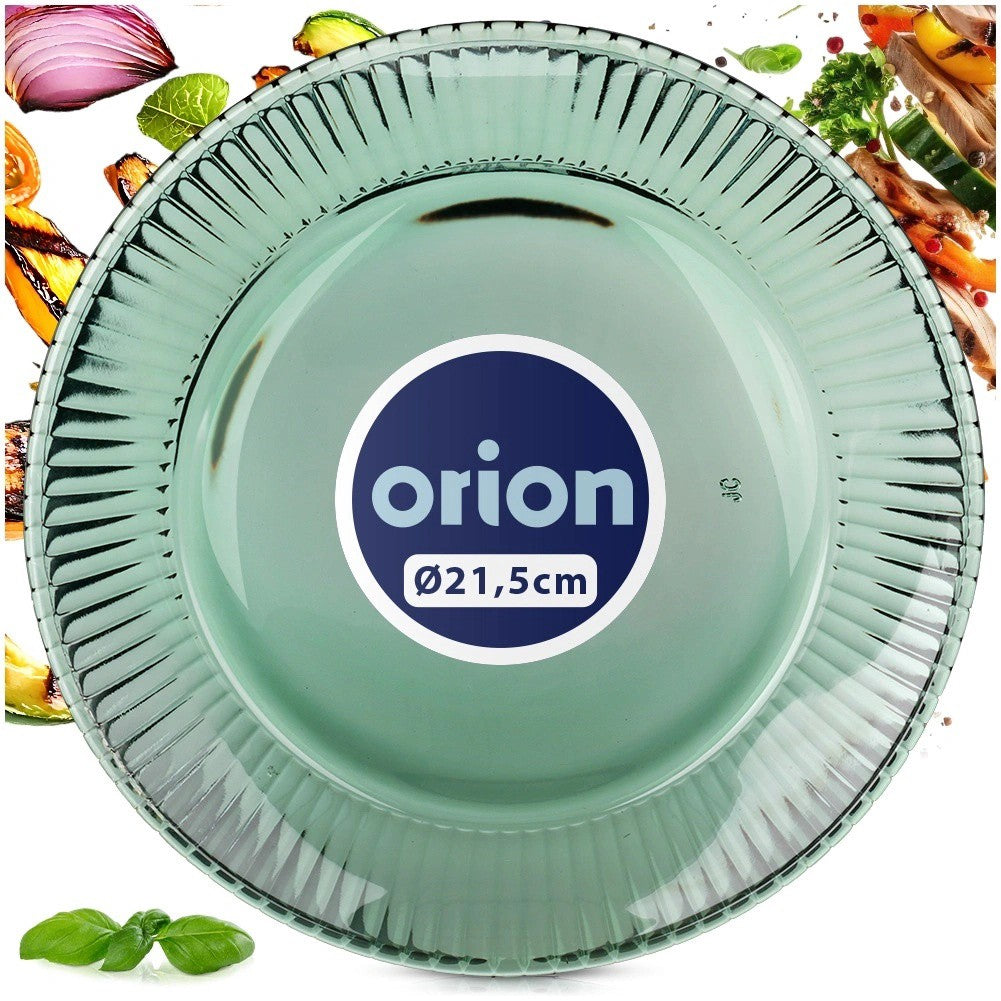 Green Glass Dessert Plate, 20.5 cm Ribbed Design